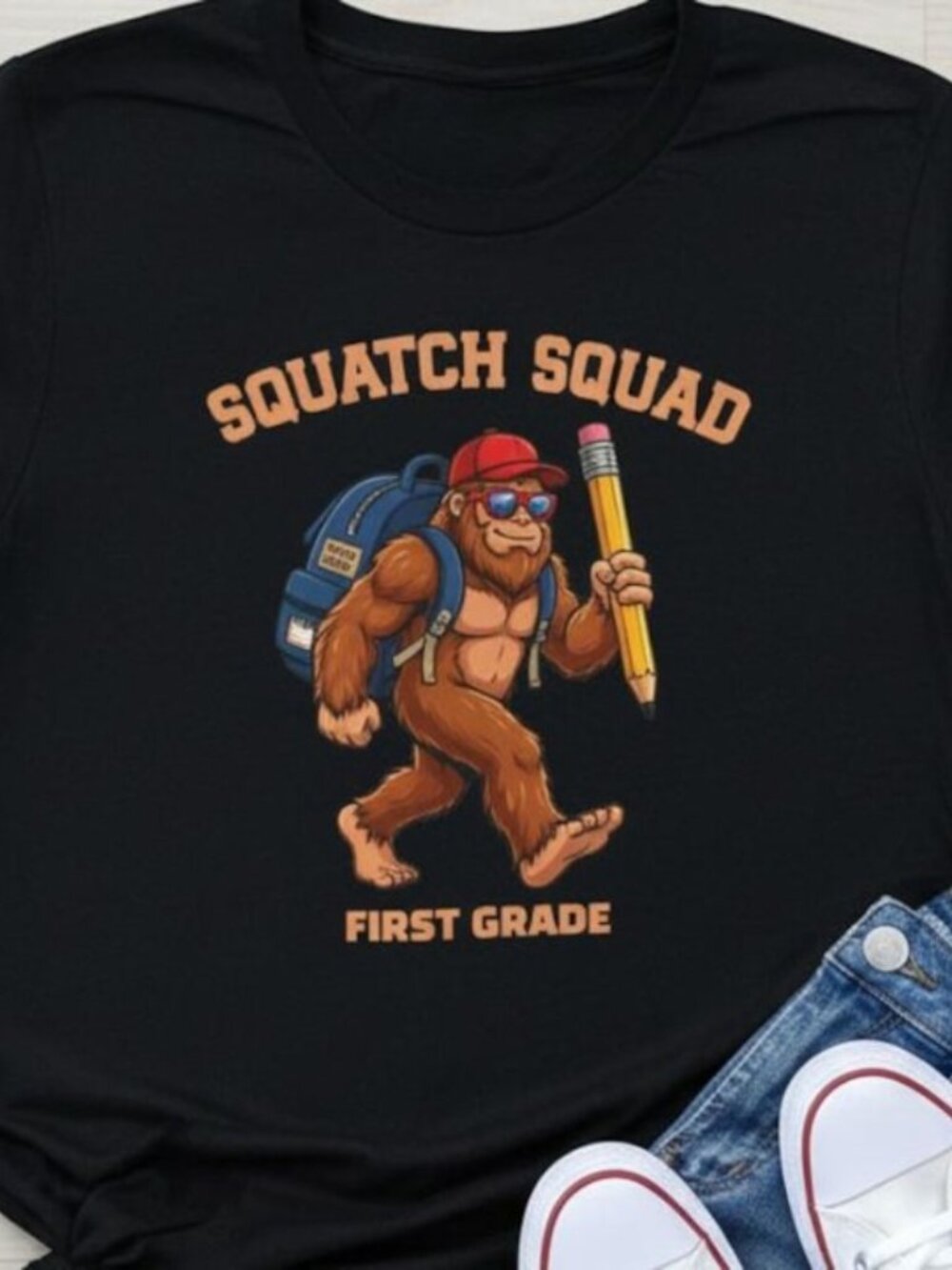 Squatch Squad Personalized Kids Back to School Bigfoot Shirt